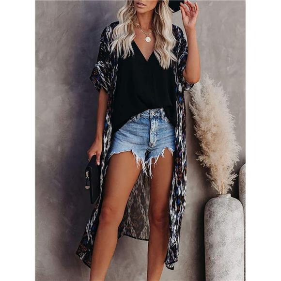 Chiffon Beach Kimono Cardigan Long Bikini Cover Up. New with Tags - Picture 2 of 5